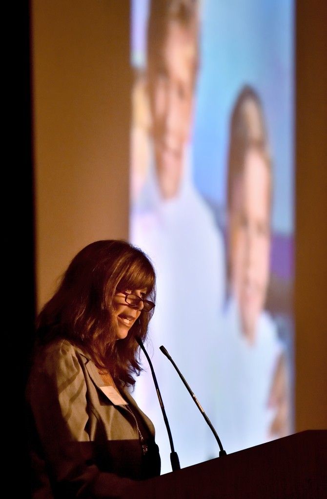 Jodi Barber, child/parent advocate, talks during the 12th Annual Community First Conference about alcohol and drug use by kids and about her son, Jarrod, who died from drug use. Photo by Steven Georges/Behind the Badge OC