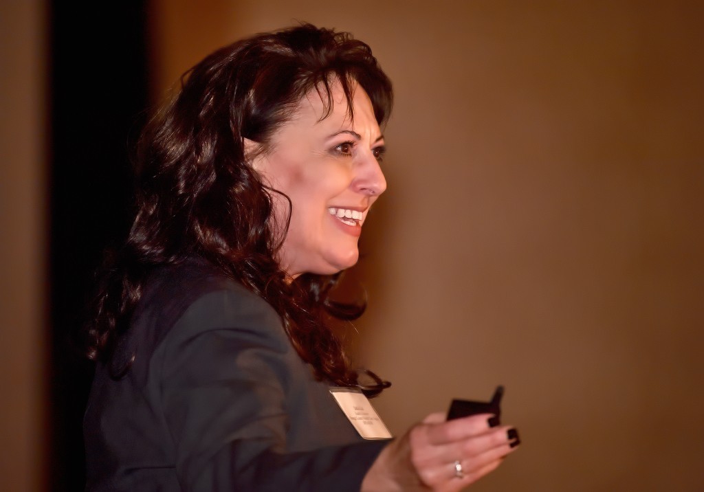 Della Lisi, health educator for OC Health Care Agency, talks about opioid use among kids during the 12th Annual Community First Conference. Photo by Steven Georges/Behind the Badge OC