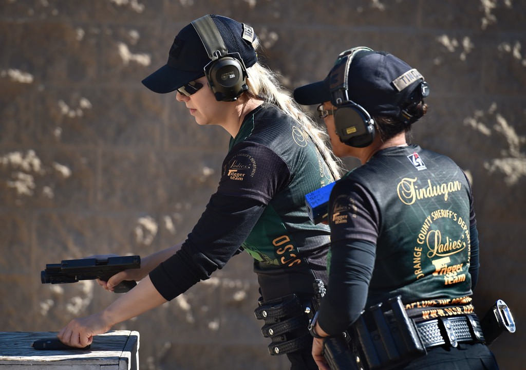 OC Sheriff Dep. Norelly MejiaZea readies her magazine for the next round of shooting at the Prado Olympic Shooting Park in Chino. Photo by Steven Georges/Behind the Badge OC