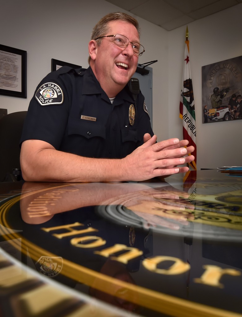 La Habra PD Officer Chris Koelber talks about his carrier at the department as he gets ready to retire. Photo by Steven Georges/Behind the Badge OC