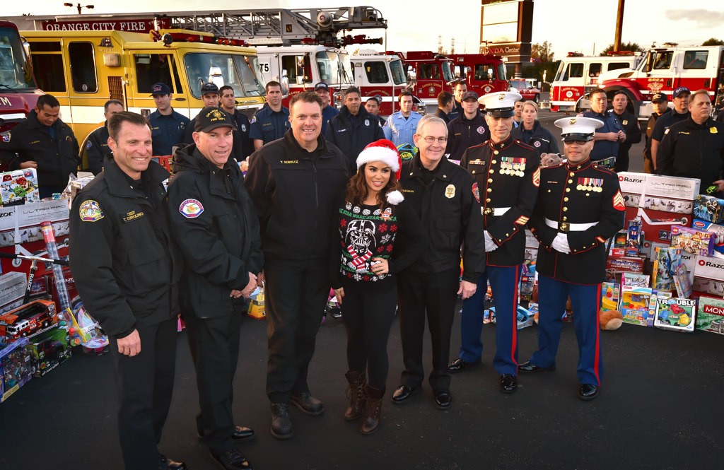 Spark of Love Toy Drive campaign at the Honda Center in Anaheim which collects unwrapped toys for underprivilaged kids.