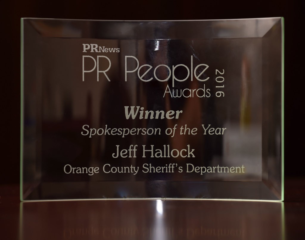 OC Sheriff Capt. Jeff Hallcock recently won Spokesperson of the Year from the 2016 PR People Awards. Photo by Steven Georges/Behind the Badge OC