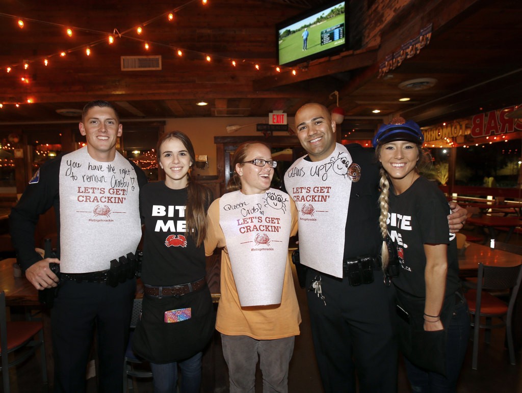 Garden Grover police officer xxx, left, and Officer Nick Jensen at the Joe's Crab Shack Special Olympics fundraiser. Photo by Christine Cotter