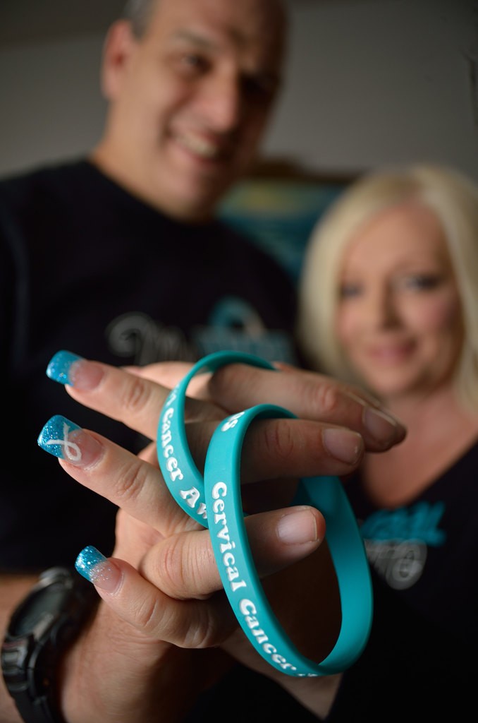 Sgt. Jeffrey Baylos of the La Habra PD with his wife Loretta Baylos, a cervical cancer surviver. The two are active in cervical cancer awareness and support for the victims of cervical cancer. Photo by Steven Georges/Behind the Badge OC