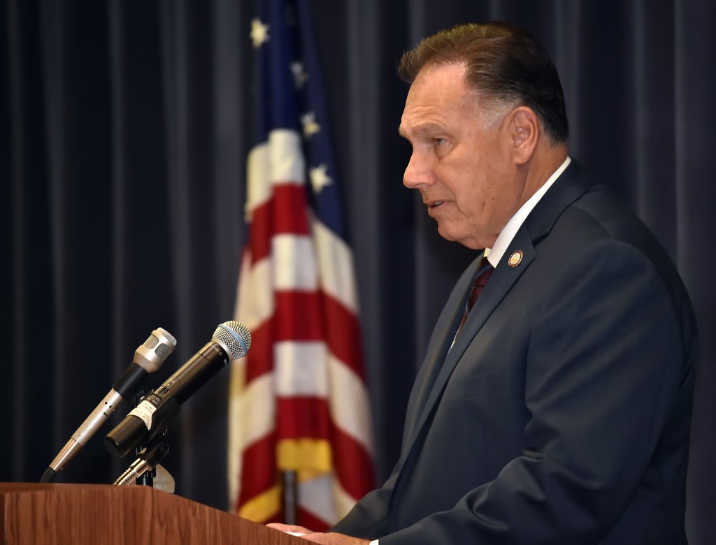 Orange County District Attorney Tony Rackauckas discusses the charges being filed against Angela Diaz and charges being dismissed for Michelle Suzanne Hadley. Photo by Steven Georges/Behind the Badge OC