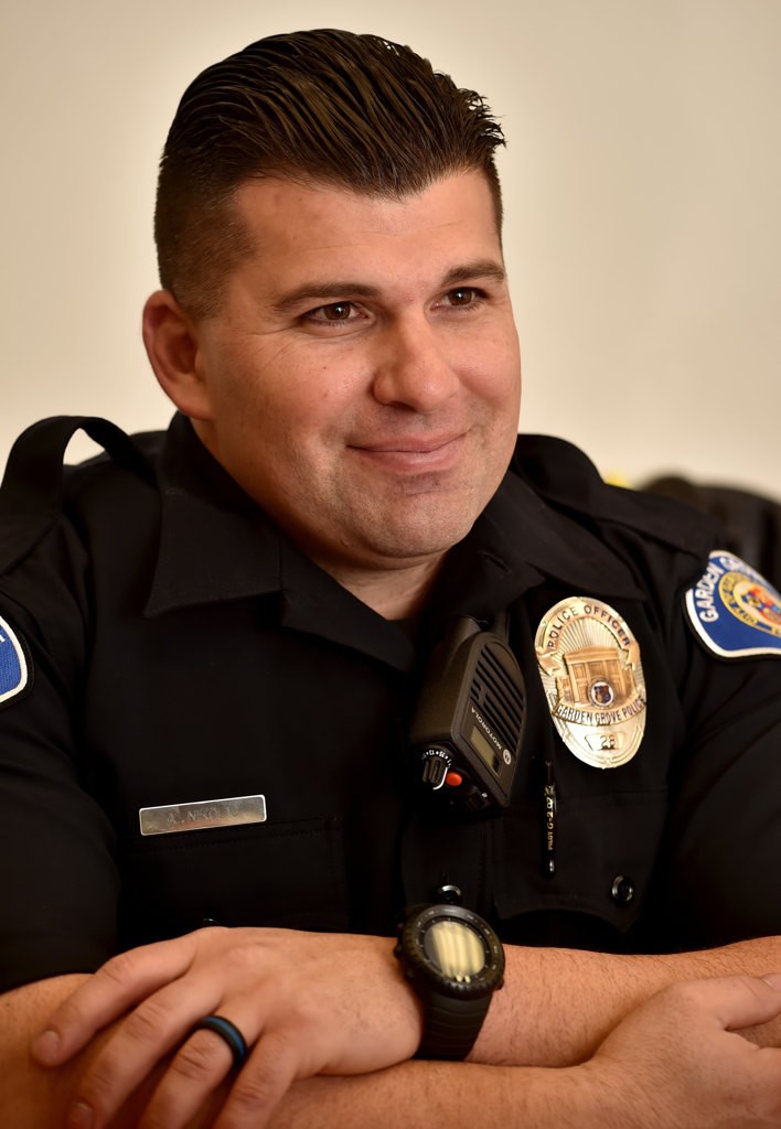 Garden Grove PD Officer Adam Nikolic, formerly from Tustin PD, one of the five new lateral transfers to Garden Grove PD. Photo by Steven Georges/Behind the Badge OC
