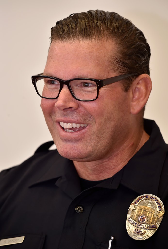 Garden Grove PD Officer Robert Gifford, formerly of Laguna Beach PD, one of the five new lateral transfers to Garden Grove PD. Photo by Steven Georges/Behind the Badge OC