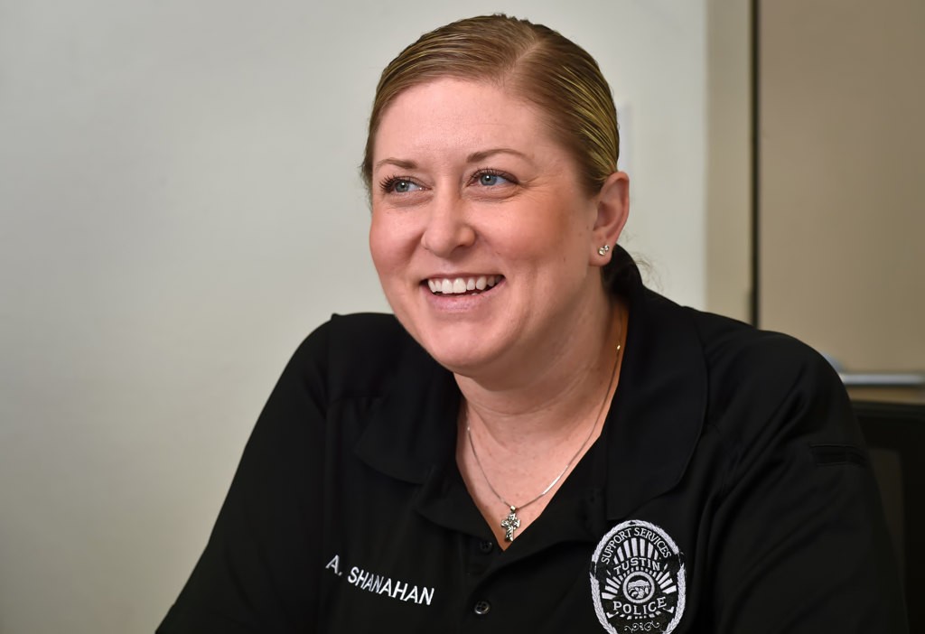 Dispatcher Amanda Shanahan of Tustin PD, talks about her experiences and rewards of her job. Photo by Steven Georges/Behind the Badge OC