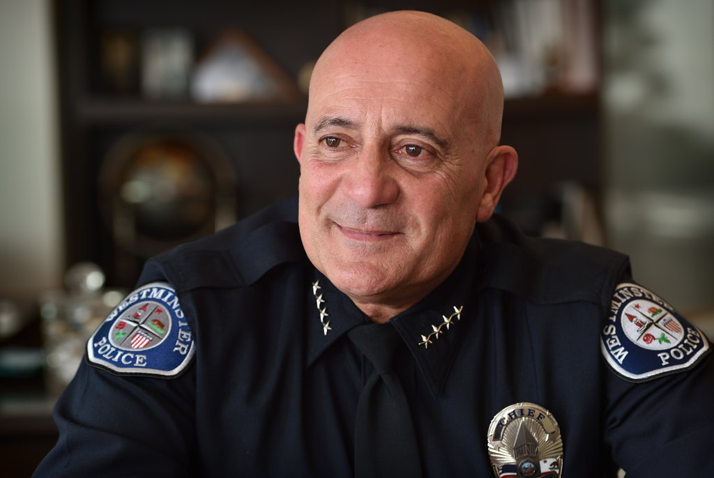 Westminster PD’s new Police Chief Ralph Ornelas talks about Westminster’s need for the police to reach out to the community as well as his past with the Los Angeles County Sheriff Department. Photo by Steven Georges/Behind the Badge OC