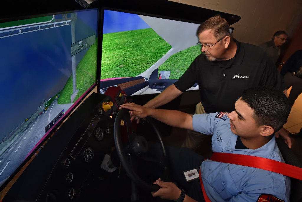 Anaheim Fire & Rescue cadets in the driver's seat as they test run new