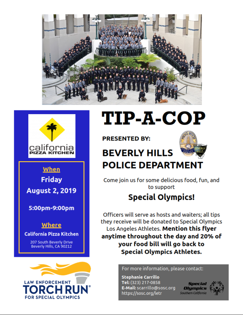 Beverly Hills police to serve as CPK waiters Friday for Special